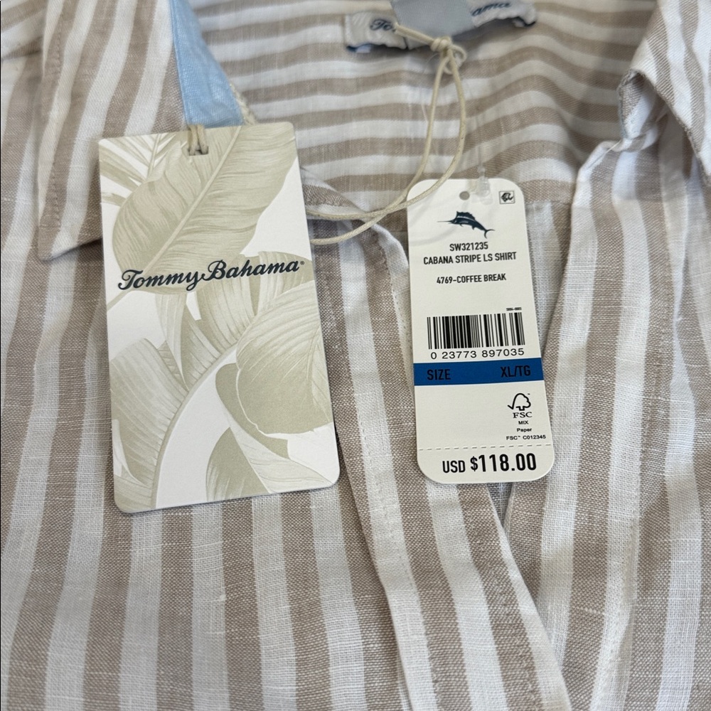Women’s Tommy Bahama Linen Cabana Stripe Long Sleeve Shirt - Picture 2 of 10